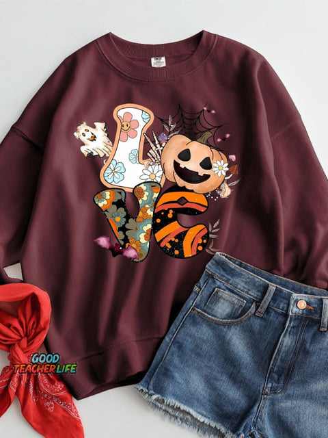 Love Halloween Decorative Pattern Casual Sweatshirt