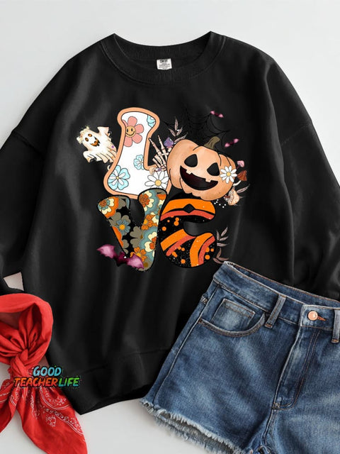 Love Halloween Decorative Pattern Casual Sweatshirt