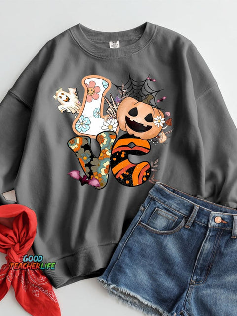 Love Halloween Decorative Pattern Casual Sweatshirt