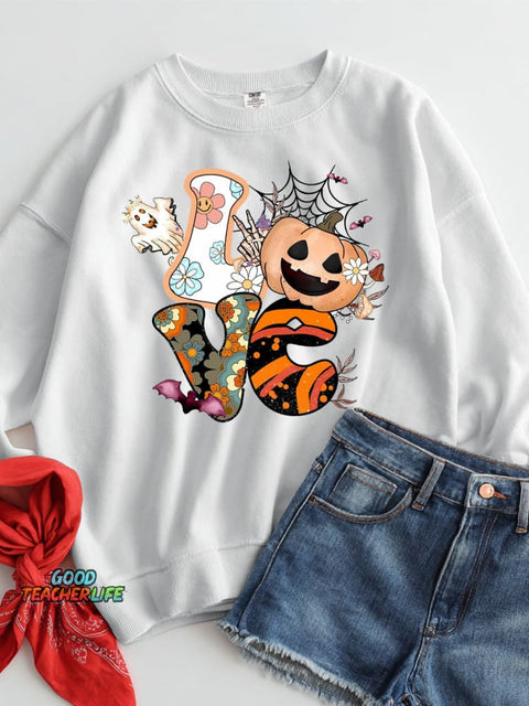 Love Halloween Decorative Pattern Casual Sweatshirt