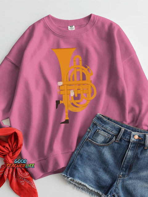 Musical Instrument Decorative Pattern Casual Sweatshirt