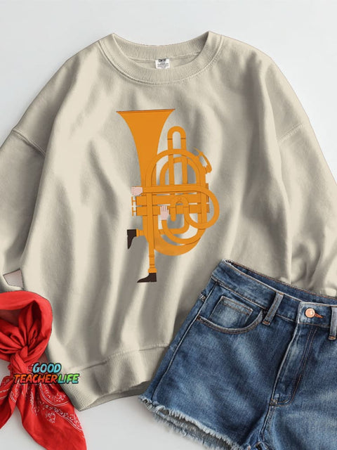 Musical Instrument Decorative Pattern Casual Sweatshirt
