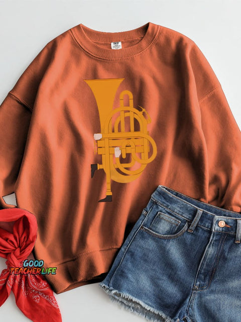 Musical Instrument Decorative Pattern Casual Sweatshirt