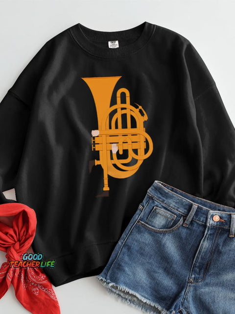 Musical Instrument Decorative Pattern Casual Sweatshirt