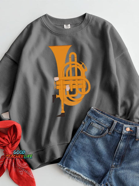 Musical Instrument Decorative Pattern Casual Sweatshirt