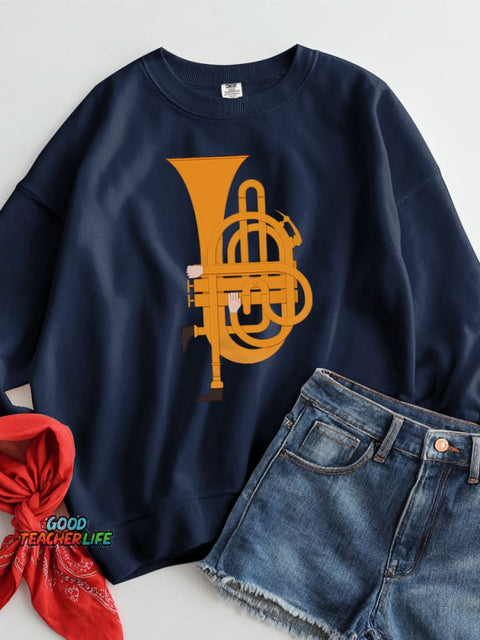 Musical Instrument Decorative Pattern Casual Sweatshirt