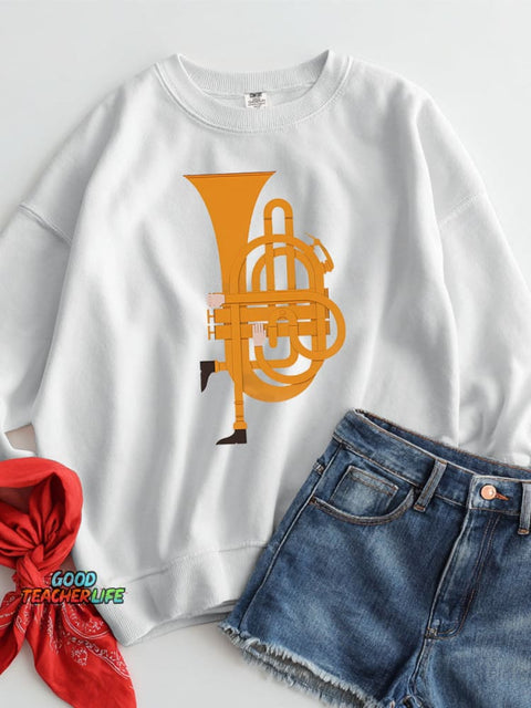 Musical Instrument Decorative Pattern Casual Sweatshirt