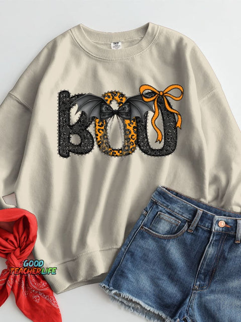 Boo Halloween Decorative Pattern Casual Sweatshirt