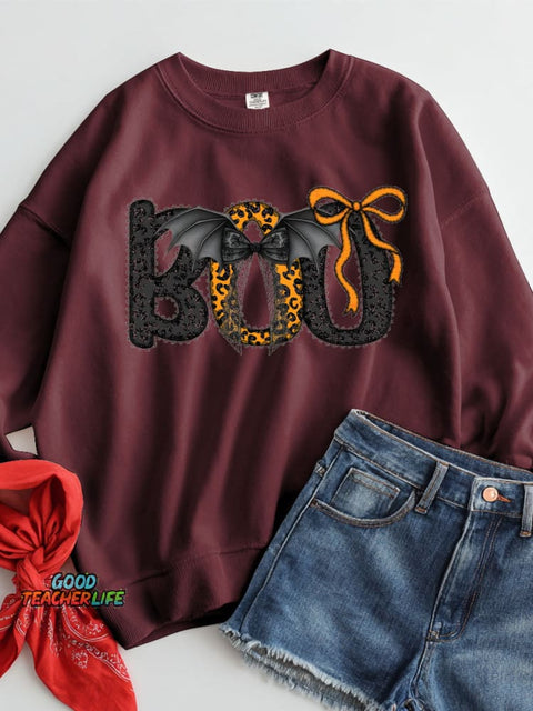 Boo Halloween Decorative Pattern Casual Sweatshirt