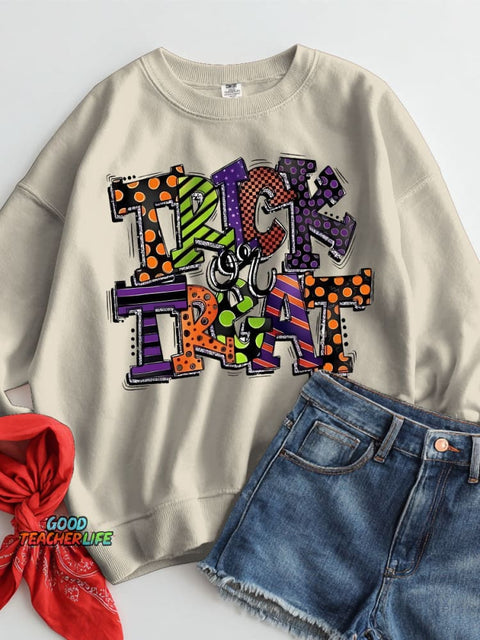 Halloween Trick or Treat Decorative Pattern Casual Sweatshirt