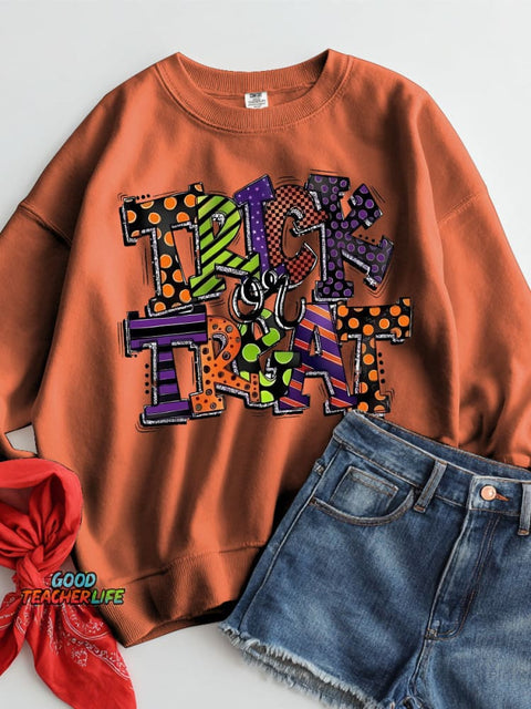 Halloween Trick or Treat Decorative Pattern Casual Sweatshirt