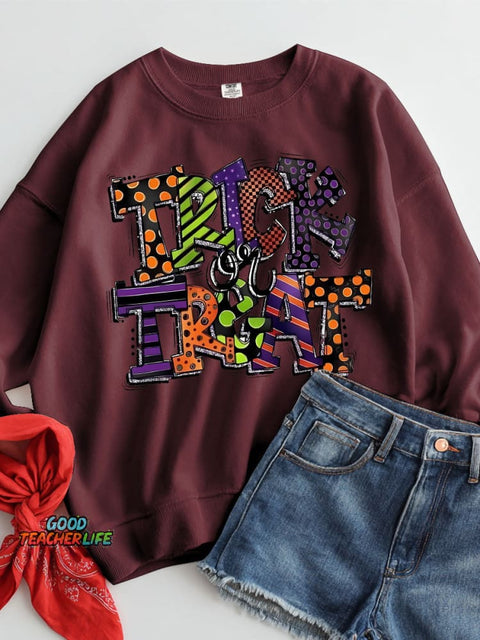Halloween Trick or Treat Decorative Pattern Casual Sweatshirt