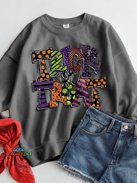 Halloween Trick or Treat Decorative Pattern Casual Sweatshirt