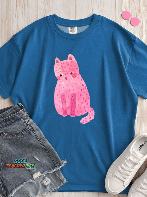 Crying Cat Decorative Pattern T-shirt