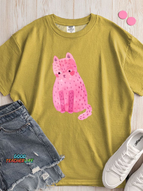 Crying Cat Decorative Pattern T-shirt
