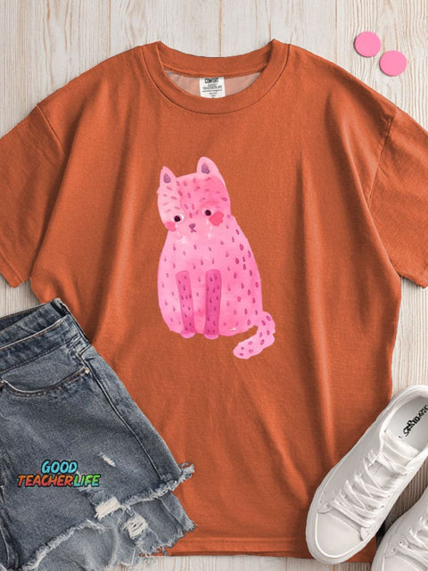 Crying Cat Decorative Pattern T-shirt