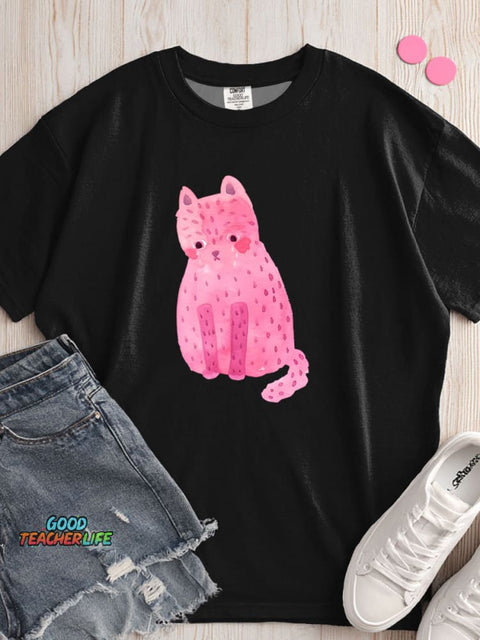 Crying Cat Decorative Pattern T-shirt