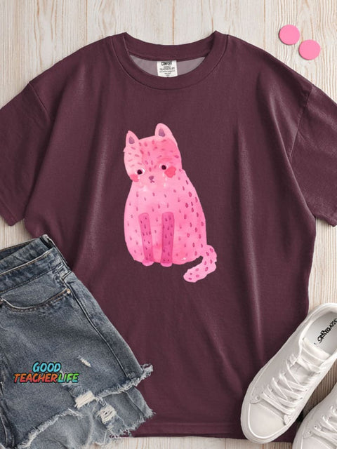 Crying Cat Decorative Pattern T-shirt