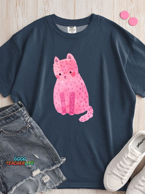 Crying Cat Decorative Pattern T-shirt