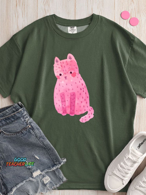 Crying Cat Decorative Pattern T-shirt