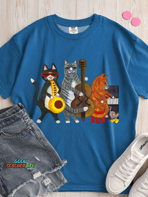 Cats Band Decorative Pattern T-shirt