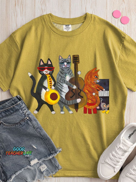 Cats Band Decorative Pattern T-shirt