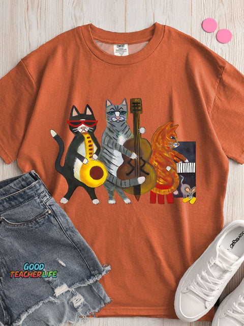 Cats Band Decorative Pattern T-shirt