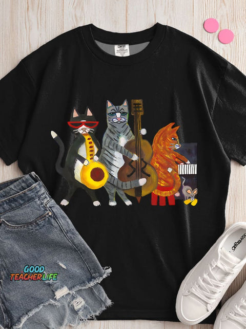 Cats Band Decorative Pattern T-shirt