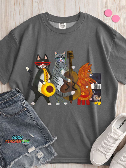 Cats Band Decorative Pattern T-shirt