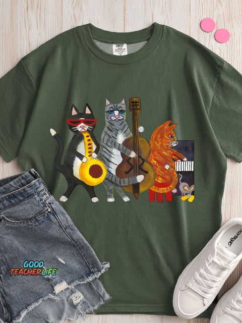 Cats Band Decorative Pattern T-shirt