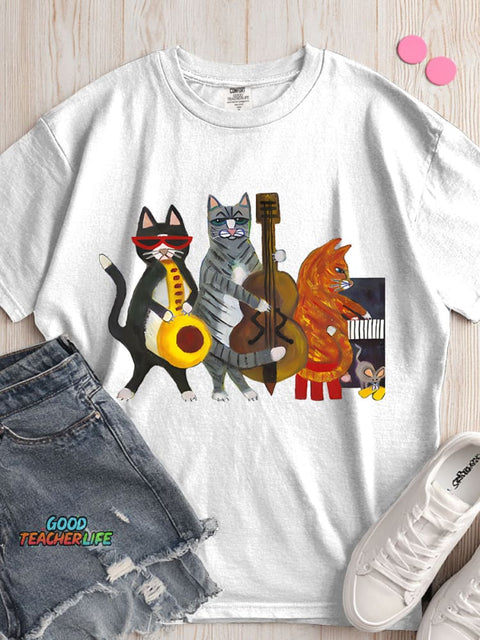 Cats Band Decorative Pattern T-shirt