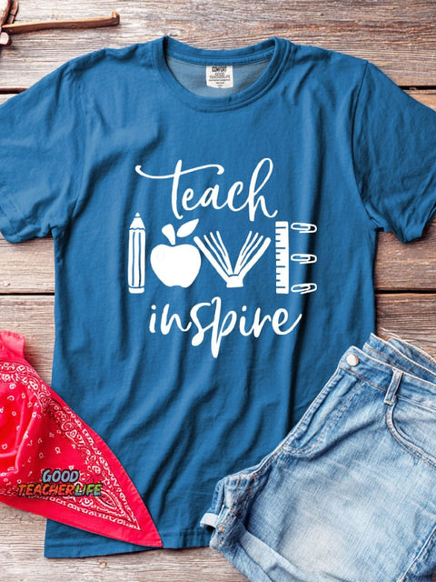 Teach Love Inspire Decorative Pattern T-shirt