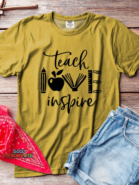 Teach Love Inspire Decorative Pattern T-shirt