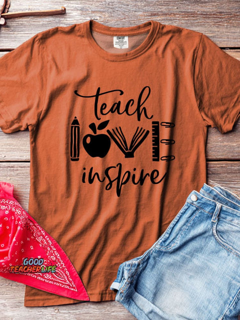 Teach Love Inspire Decorative Pattern T-shirt