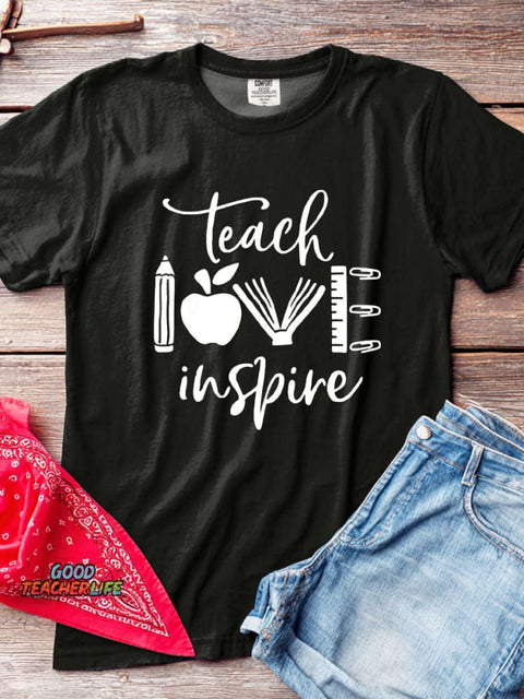 Teach Love Inspire Decorative Pattern T-shirt