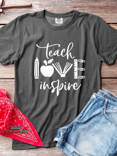 Teach Love Inspire Decorative Pattern T-shirt