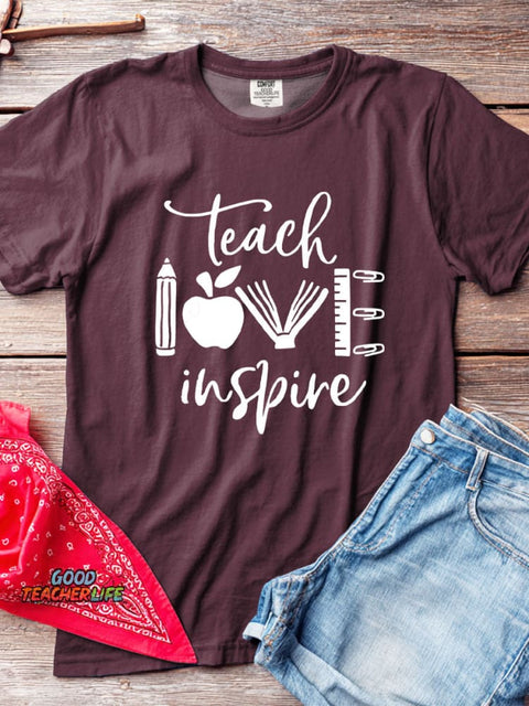Teach Love Inspire Decorative Pattern T-shirt