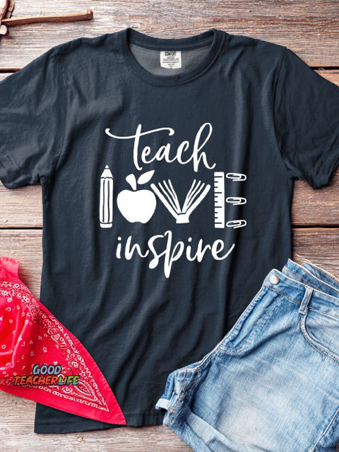 Teach Love Inspire Decorative Pattern T-shirt