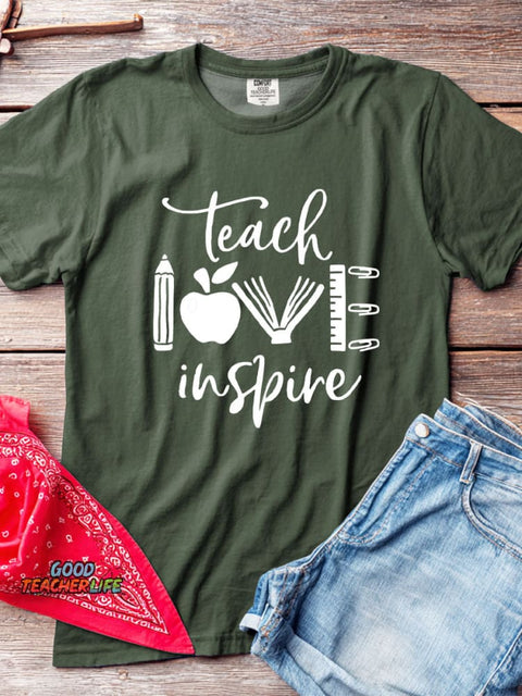 Teach Love Inspire Decorative Pattern T-shirt