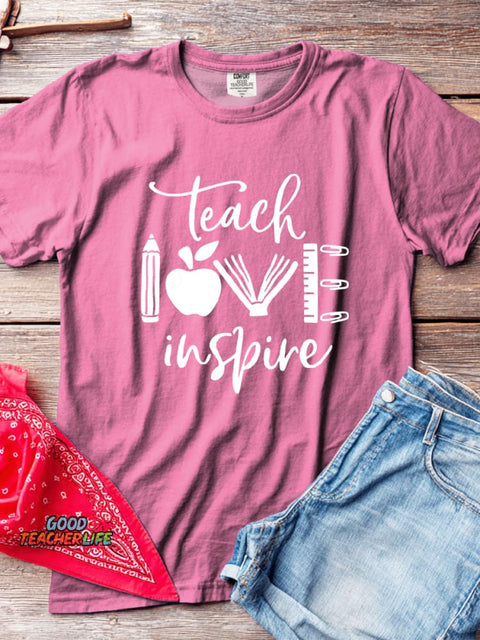 Teach Love Inspire Decorative Pattern T-shirt