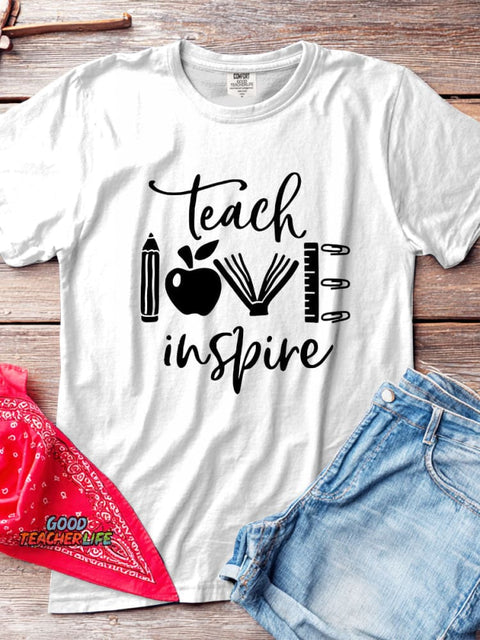 Teach Love Inspire Decorative Pattern T-shirt