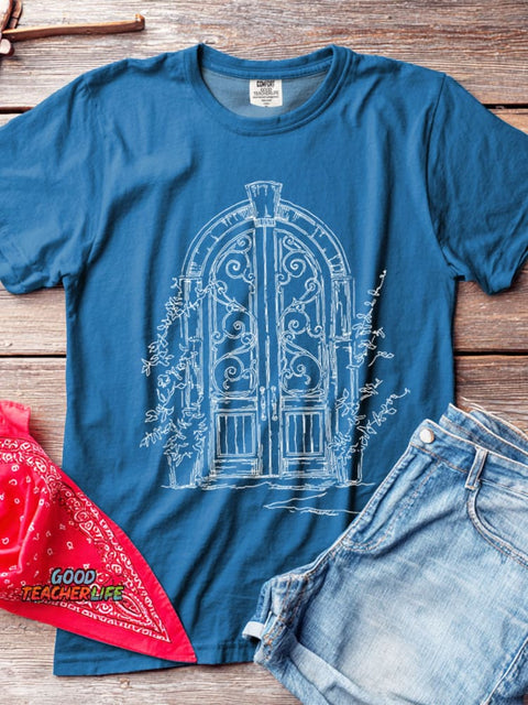 Secret Garden Gate Decorative Pattern T-shirt