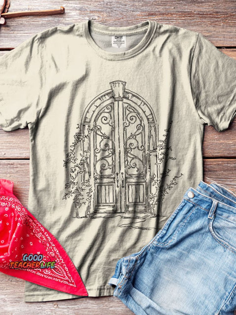 Secret Garden Gate Decorative Pattern T-shirt