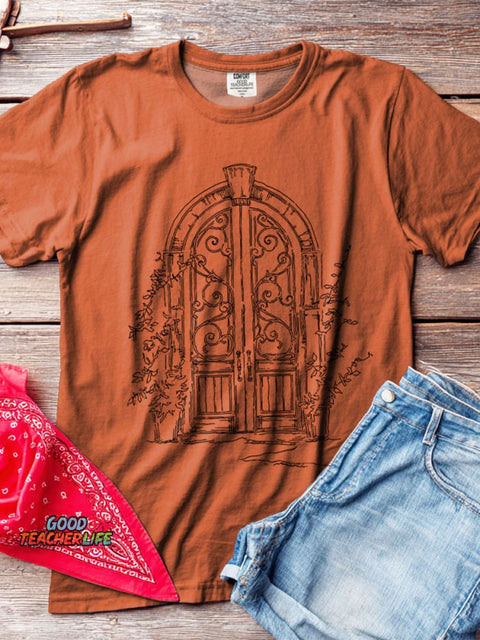Secret Garden Gate Decorative Pattern T-shirt