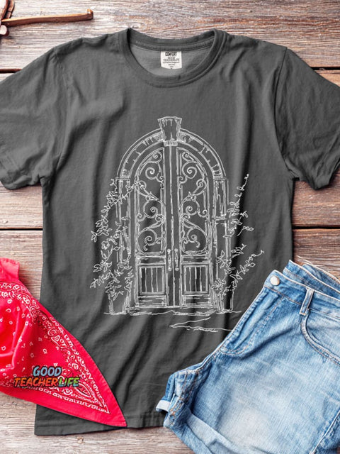 Secret Garden Gate Decorative Pattern T-shirt