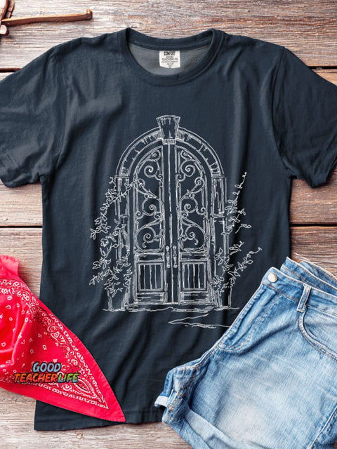 Secret Garden Gate Decorative Pattern T-shirt
