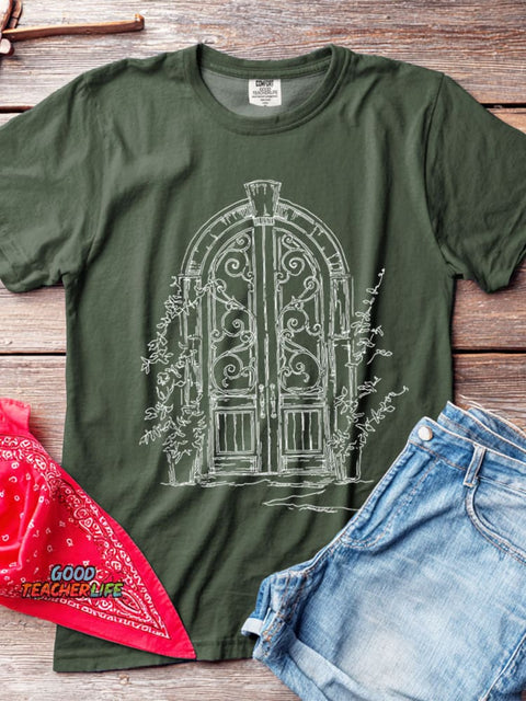 Secret Garden Gate Decorative Pattern T-shirt