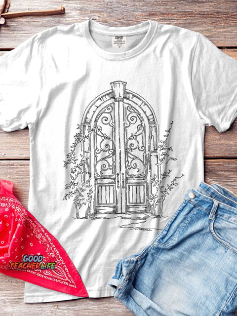 Secret Garden Gate Decorative Pattern T-shirt