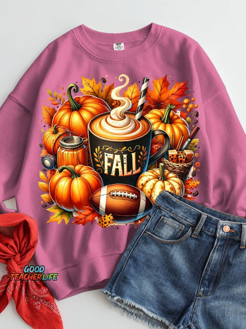 Pumpkin Drink Halloween Decor Casual Sweatshirt