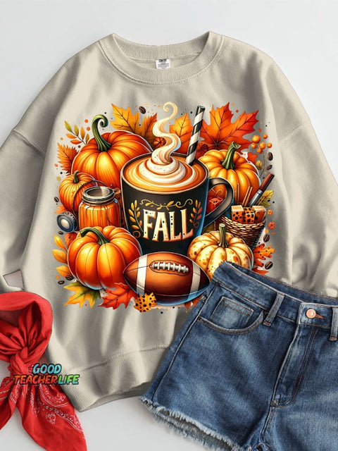 Pumpkin Drink Halloween Decor Casual Sweatshirt